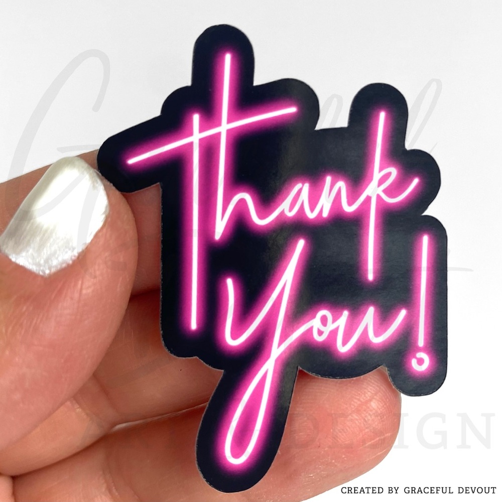 Thank You!- 2" (inches) (96ct.) (Pink Neon) Stickers - Picture 3 of 4